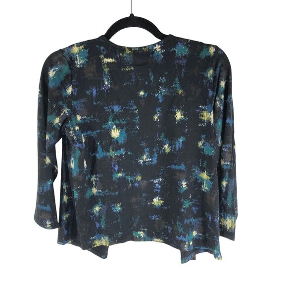 J.Jill Wearever Collection Stretch Cardigan Jacket Black Blue 3/4 Sleeve XSP - Picture 3 of 5